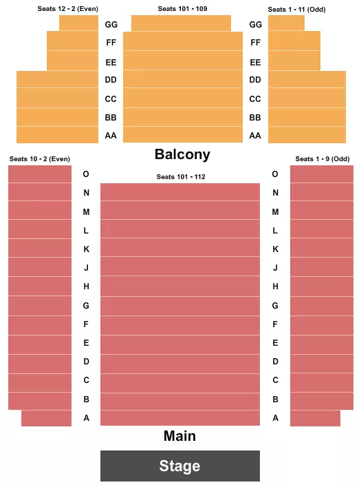 END STAGE Seating Map Seating Chart