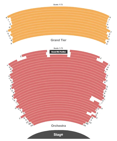 WHARTON CENTER COBB GREAT HALL ENDSTAGE Seating Map Seating Chart