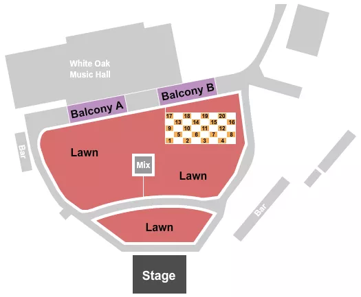 WHITE OAK MUSIC HALL LAWN ENDSTAGE TABLES Seating Map Seating Chart