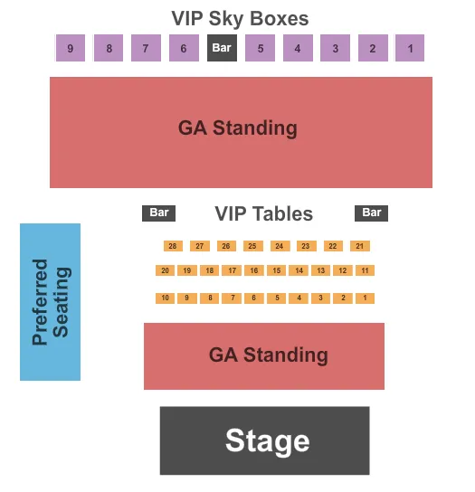 ENDSTAGE GA FLOOR Seating Map Seating Chart