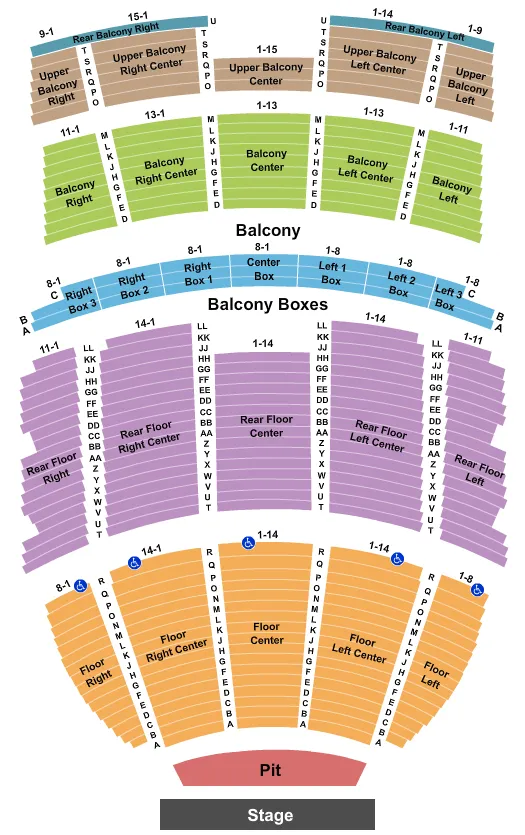 END STAGE Seating Map Seating Chart