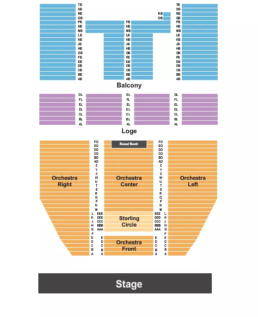END STAGE NO PIT Seating Map Seating Chart