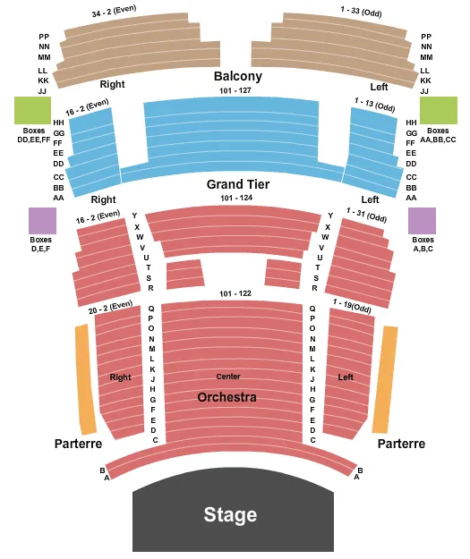 CAPE FEAR COMMUNITY COLLEGES WILSON CENTER ENDSTAGE NO PIT Seating Map Seating Chart