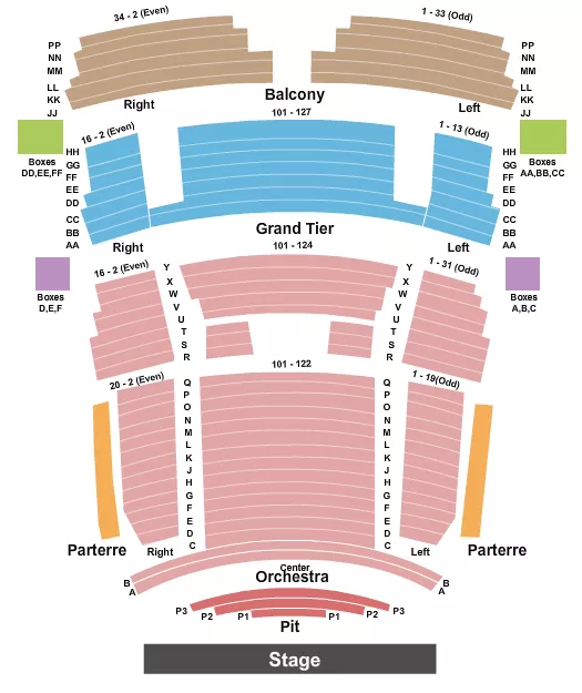 CAPE FEAR COMMUNITY COLLEGES WILSON CENTER END STAGE PIT Seating Map Seating Chart
