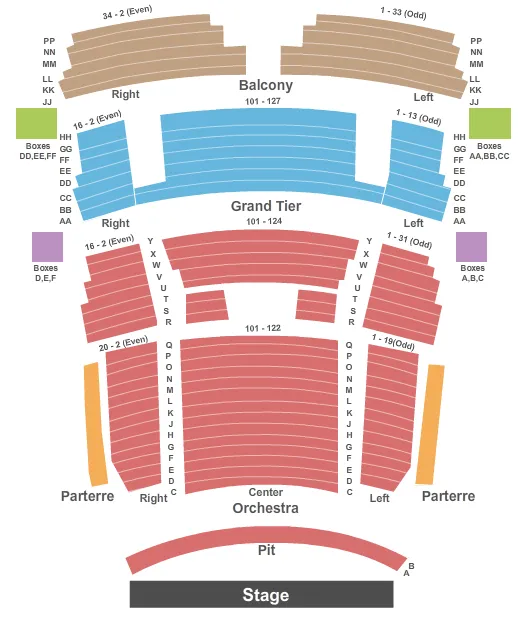 CAPE FEAR COMMUNITY COLLEGES WILSON CENTER ENDSTAGE Seating Map Seating Chart