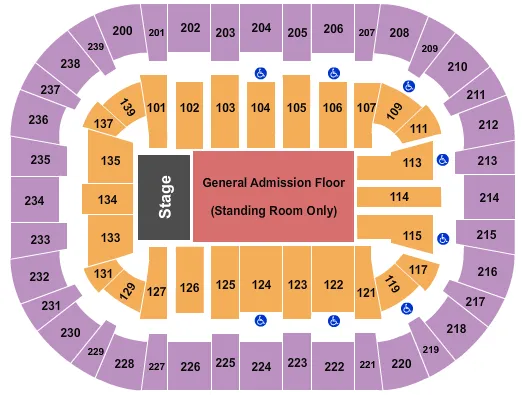 WOLSTEIN CENTER CSU CONVOCATION CENTER ENDSTAGE GA FLOOR Seating Map Seating Chart