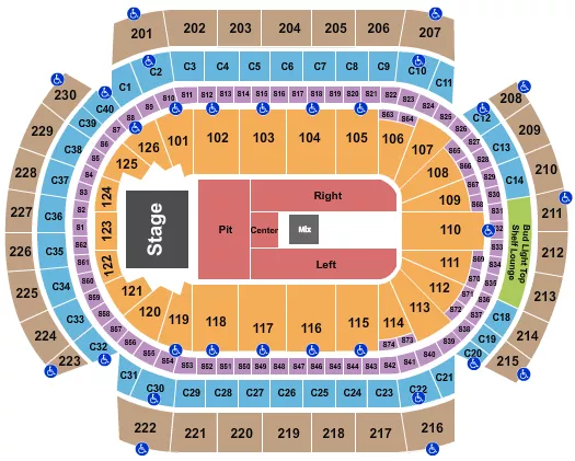ENDSTAGE PIT Seating Map Seating Chart