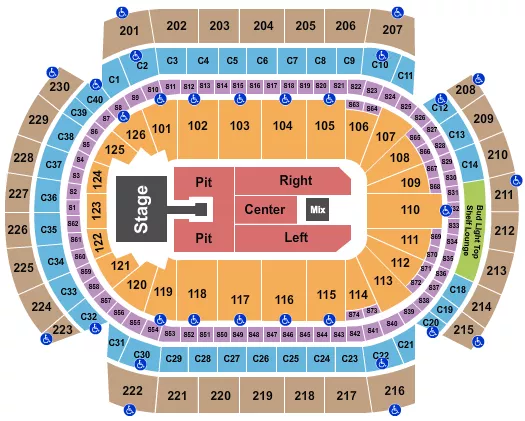 ENDSTAGE PIT W CATWALK Seating Map Seating Chart