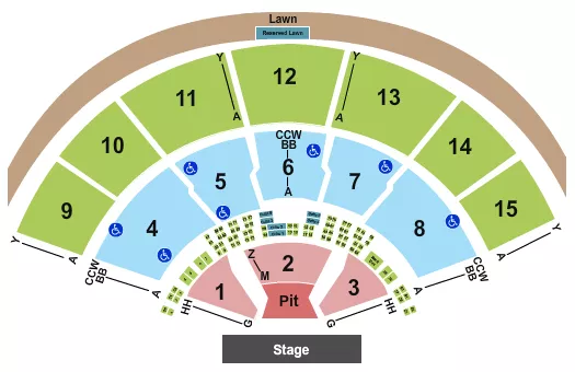 XFINITY CENTER MA ENDSTAGE GA PIT Seating Map Seating Chart