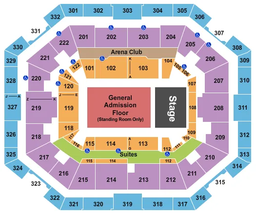 ENDSTAGE GA FLOOR Seating Map Seating Chart