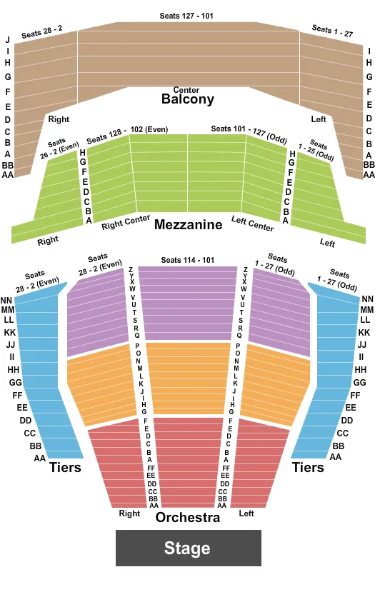 END STAGE Seating Map Seating Chart